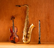 Classic music Sax tenor saxophone violin and clarinet vintage
