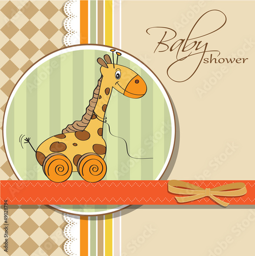 Vector: Baby shower card with cute giraffe Baby shower card with cute giraffe