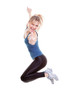 woman jumping thumb up