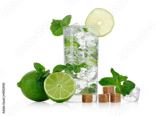 Photo: Mojito cocktail on white background Mojito cocktail on white background