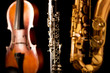 Music Sax tenor saxophone violin and clarinet in black