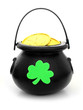 St Patrick's Day pot of gold over white