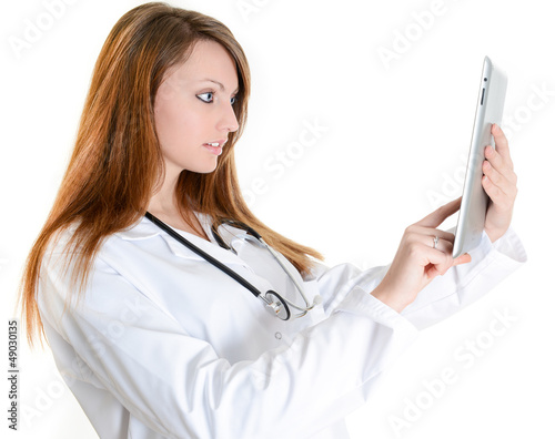 Photo: female student doctor working with digital tablet female student doctor working with digital tablet
