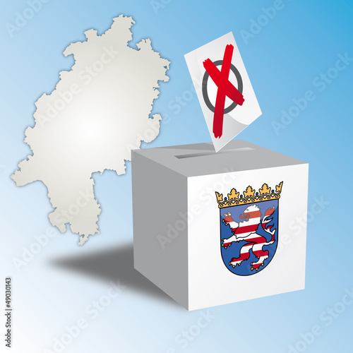 Vector: Landtagswahl Hessen, Wahlurne, Stimmzettel Landtagswahl Hessen, Wahlurne, Stimmzettel