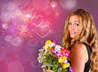 Photo: Herzliche Grüße: Junge, blonde Frau im Frühling Herzliche Grüße: Junge, blonde Frau im Frühling