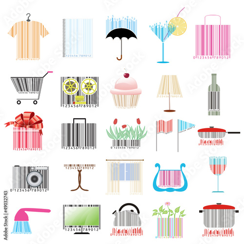 Vector: set of stylized bar-codes on various themes set of stylized bar-codes on various themes