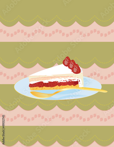 Vector: A piece of strawberry cake A piece of strawberry cake