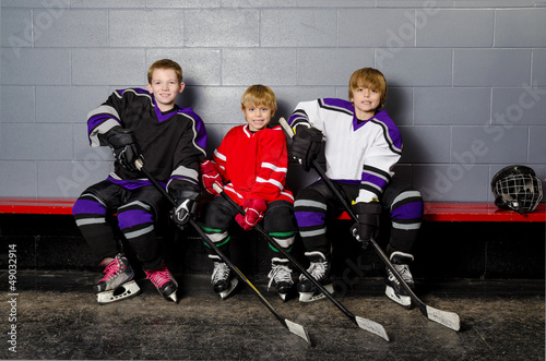 Photo: Youth Hockey Players in Dressing Room Youth Hockey Players in Dressing Room