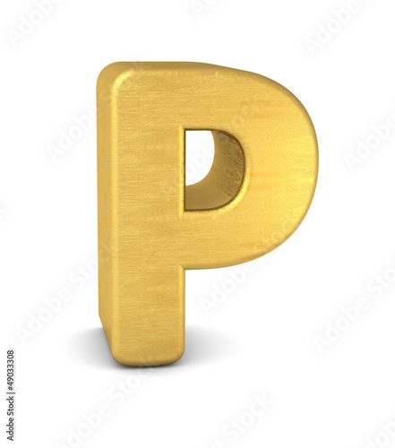 Illustration: buchstabe letter P gold vertikal buchstabe letter P gold vertikal