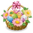Easter Eggs and Flowers on Basket-Uova di Pasqua in Cestino