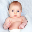 Adorable baby with a bubble in the mouth