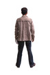 Photo: rear view of asian man forty year old isolated on white rear view of asian man forty year old isolated on white