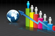 People standing on Bar Graph