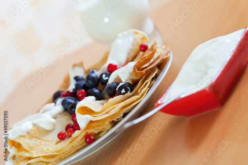 Photo: delicious sweet pancakes with berries delicious sweet pancakes with berries