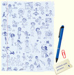 Vector: Set of Kid's drawing - childish style picture. Set of Kid's drawing - childish style picture.