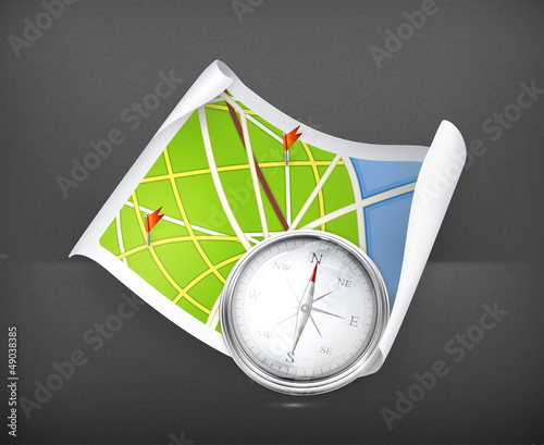 Vector: Road Map and compass Road Map and compass