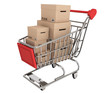 Shopping Cart with stack of boxes