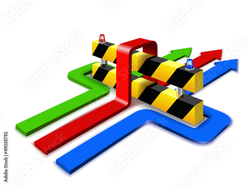 Vector: Barrier and arrows. Barrier and arrows.