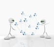 energy atom network with futuristic 3d characters