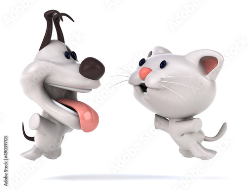 Illustration: Fun cat and dog Fun cat and dog