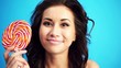 Video: woman witn a lollipop smiling and sending kiss woman witn a lollipop smiling and sending kiss