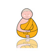hand-drawn cartoon character happy buddhist monk
