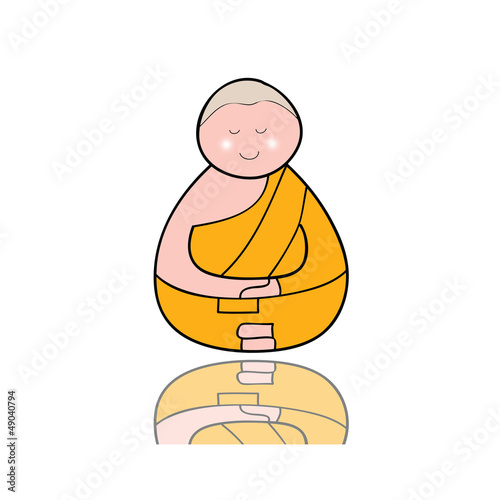 Vector: hand-drawn cartoon character happy buddhist monk hand-drawn cartoon character happy buddhist monk