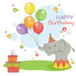 Vector: Cute little elephant with balloons. Happy Birthday card . Cute little elephant with balloons. Happy Birthday card .