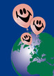 Liebe, Welt, Weltraum, Ballons, Globus, Wolken