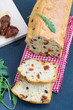 Snack cake with sun-dried tomatoes and black olives