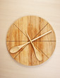stylized clock - cutting board and wooden spoons