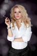 Photo: Sexy smoking beautiful woman cigar closeup studio shot Sexy smoking beautiful woman cigar closeup studio shot