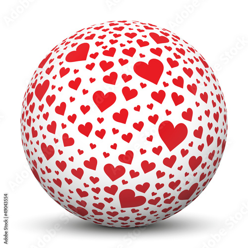 Vector: Kugel, Herz, Herzchen, Rot, Weiss, Liebe, Design, Vektor, 3D Kugel, Herz, Herzchen, Rot, Weiss, Liebe, Design, Vektor, 3D