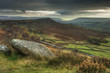 Abandoned millstones on Curbar Edge in Peak District National Pa
