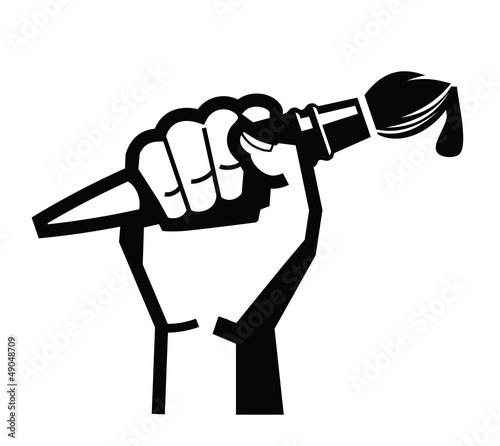 Vector: hand and brush hand and brush