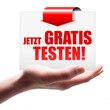 Jetzt gratis testen! Button, Icon