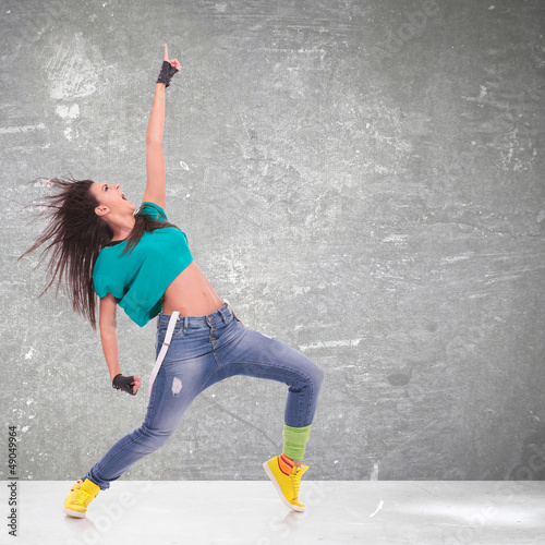 Photo: dancer screaming and pointing up dancer screaming and pointing up