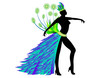 Danseuse Carnaval Rio - costume vert et bleu - Position 1