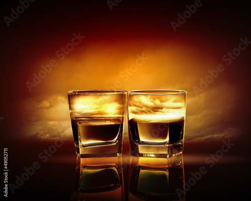 Photo: Two glasses of whiskey Two glasses of whiskey