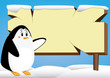 penguin and signboard