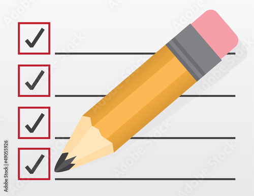 Vector: Checklist with large pencil closeup Checklist with large pencil closeup
