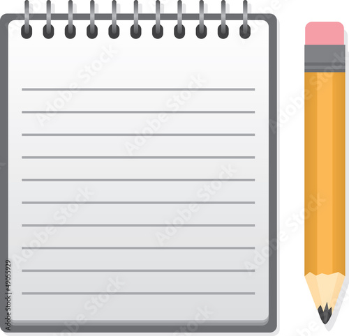 Vector: Isolated spiral notepad with pencil Isolated spiral notepad with pencil