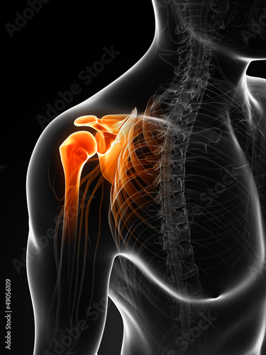 Illustration: 3d rendered illustration of a painful shoulder 3d rendered illustration of a painful shoulder