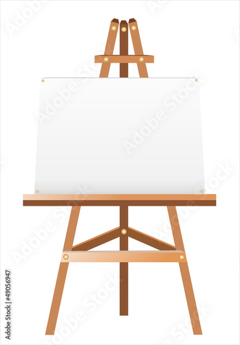 Vector: A white canvas on an easel. A white canvas on an easel.
