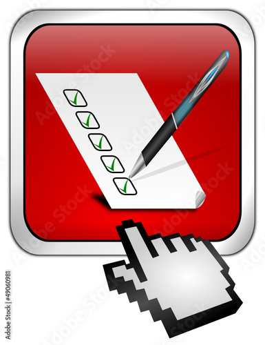 Vector: Button mit Checkliste mit Cursor Button mit Checkliste mit Cursor