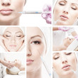 Foto: A collage of female portraits on a botox injection procedure A collage of female portraits on a botox injection procedure
