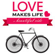 Vector poster for Valentines day with heart and bicycle