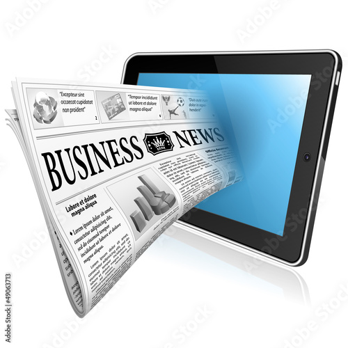Illustration: Concept - Digital News witn Newspaper and Tablet PC Concept - Digital News witn Newspaper and Tablet PC