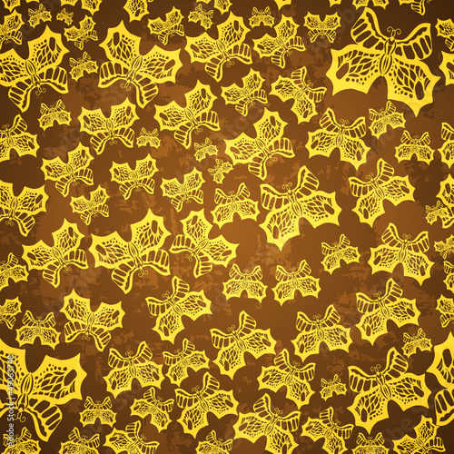 Vector: vector gold seamless pattern with butterflies vector gold seamless pattern with butterflies