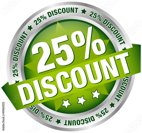 Vector: Button Banner "25% Discount" grün/silber Button Banner "25% Discount" grün/silber